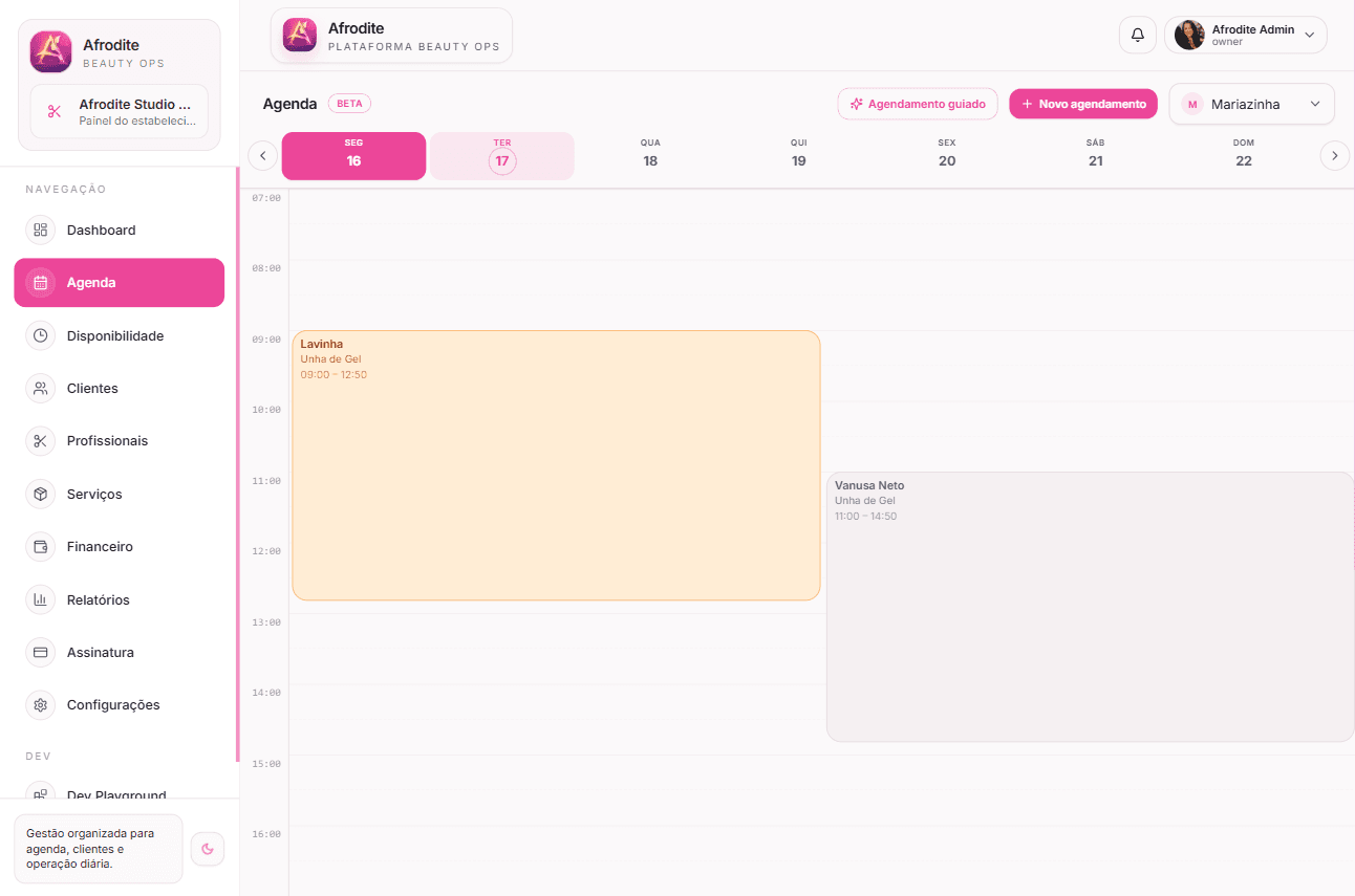Agenda no desktop